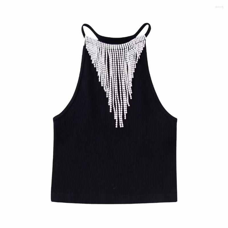 Women's Tanks European And American Style Women's Diamond Embellishments Seamless Fabric Hanging Neck Top, Black
Women's Tanks European And American Style Women's Diamond Embellishments Seamless Fabric Hanging Neck Top, Black