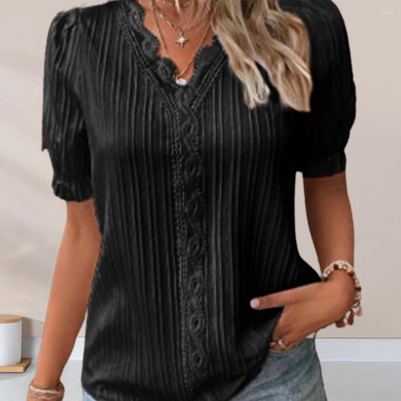 Women's Blouses Beautiful Women Summer Top V-neck Loose Lace Decor Lady T-shirt Soft Female Clothes, Blue
Women's Blouses Beautiful Women Summer Top V-neck Loose Lace Decor Lady T-shirt Soft Female Clothes, Blue