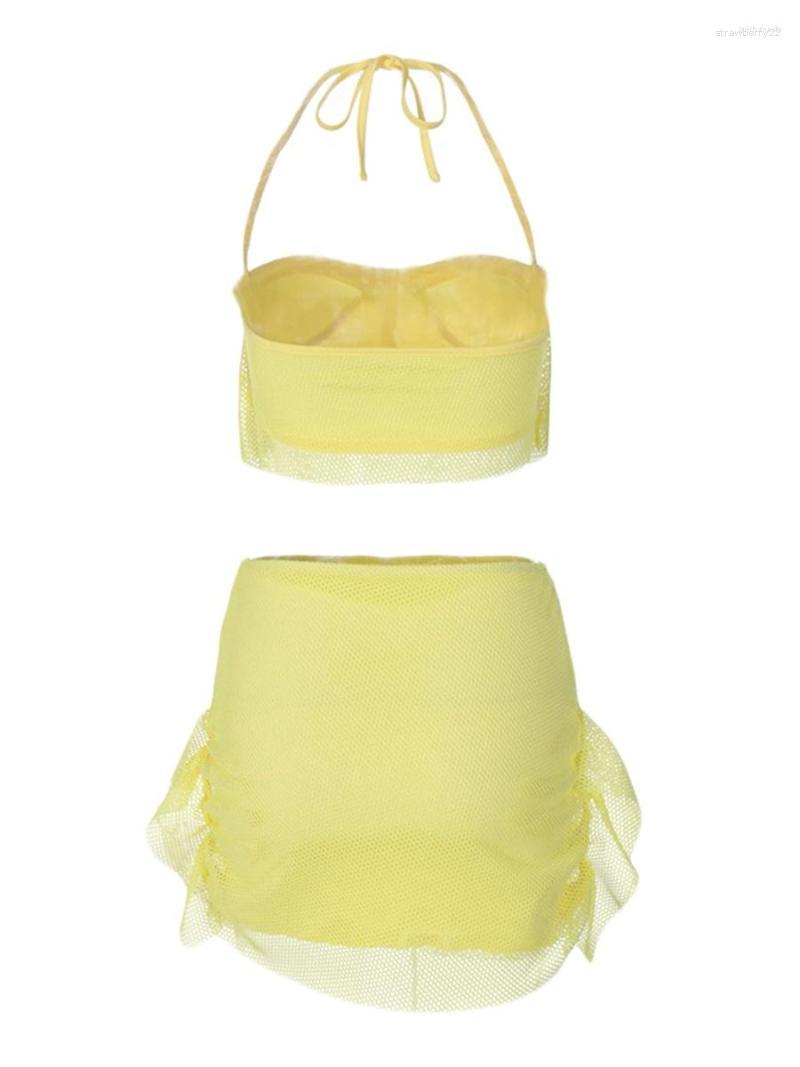 Two Piece Dress Women Skirt Set Tie-up Halterneck Backless Vest With Bodycon Summer Outfit, Yellow
Two Piece Dress Women Skirt Set Tie-up Halterneck Backless Vest With Bodycon Summer Outfit, Yellow