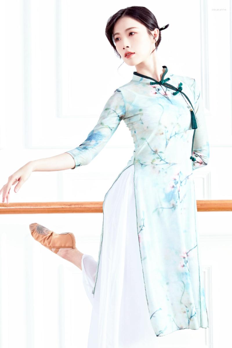 Stage Wear Ballet Modern Body Rhythm Training Cheongsam Clothes Adult Yoga Mesh Clothing Printing, Flower crane blue
Stage Wear Ballet Modern Body Rhythm Training Cheongsam Clothes Adult Yoga Mesh Clothing Printing, Flower crane blue