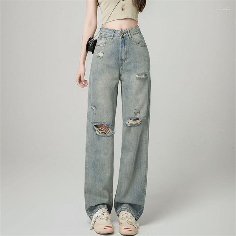 Women' Jeans Women Spring And Summer Hole High Waist Y2K Wide Leg Pants Button Pocket To Do Old Trousers Loose Female Clothing 243, Light blue
Women' Jeans Women Spring And Summer Hole High Waist Y2K Wide Leg Pants Button Pocket To Do Old Trousers Loose Female Clothing 243, Light blue