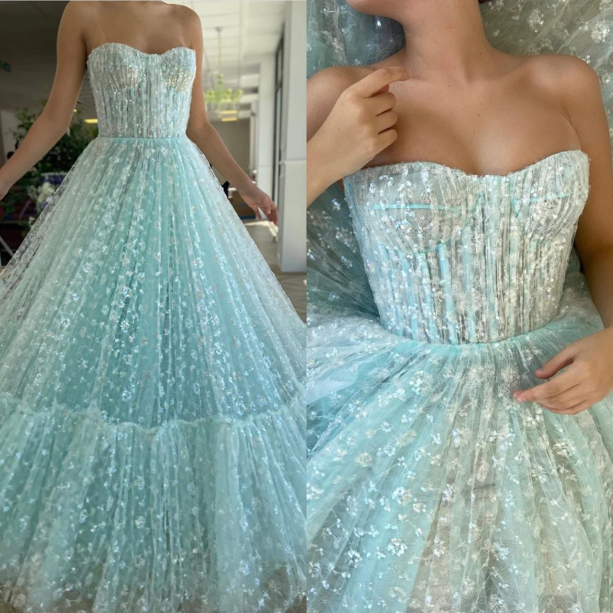 Sexy Baby Blue Prom Dresses Sweetheart Sequins Lace Evening Gowns Tiered Skirt Semi Formal Red Carpet Long Special Occasion dress, Same as picture
Sexy Baby Blue Prom Dresses Sweetheart Sequins Lace Evening Gowns Tiered Skirt Semi Formal Red Carpet Long Special Occasion dress, Same as picture