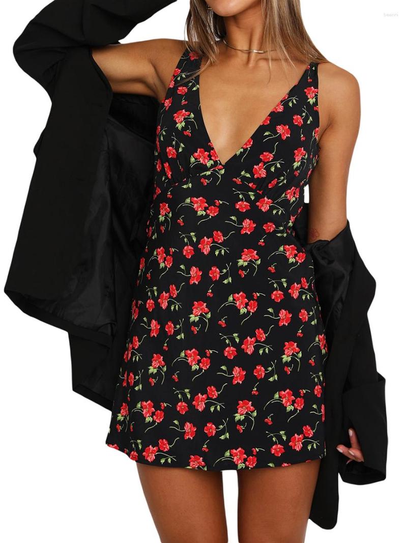Casual Dresses Women Floral Prints Short Dress Y2K Vintage Summer Black Sleeveless Deep V Neck High Waist A-line For Party Beach 2000s
Casual Dresses Women Floral Prints Short Dress Y2K Vintage Summer Black Sleeveless Deep V Neck High Waist A-line For Party Beach 2000s