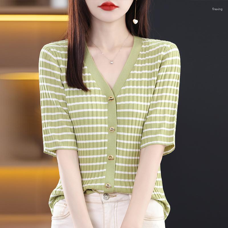 Women's Knits 2023 Summer Women's Lyocell Knit Cardigan Short Sleeve Comfortable Soft Tops Female Striped Shirt Women Clothing, Black
Women's Knits 2023 Summer Women's Lyocell Knit Cardigan Short Sleeve Comfortable Soft Tops Female Striped Shirt Women Clothing, Black