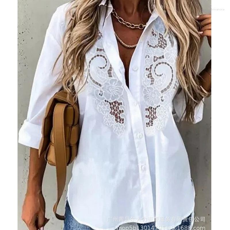 Women' Blouses Women Shirt Tops Spring Summer Solid Embroidery Hollow Out Long Sleeve Single Breasted Turn-down Collar Loose, White
Women' Blouses Women Shirt Tops Spring Summer Solid Embroidery Hollow Out Long Sleeve Single Breasted Turn-down Collar Loose, White