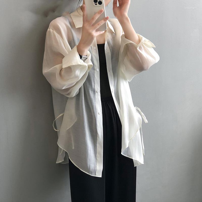 Women's Blouses Summer Ice Silk Thin Lacing Shirt Tops Long Sleeve Loose Chiffon Solid Color Cardigan Temperament Fashion Women Clothing, White
Women's Blouses Summer Ice Silk Thin Lacing Shirt Tops Long Sleeve Loose Chiffon Solid Color Cardigan Temperament Fashion Women Clothing, White