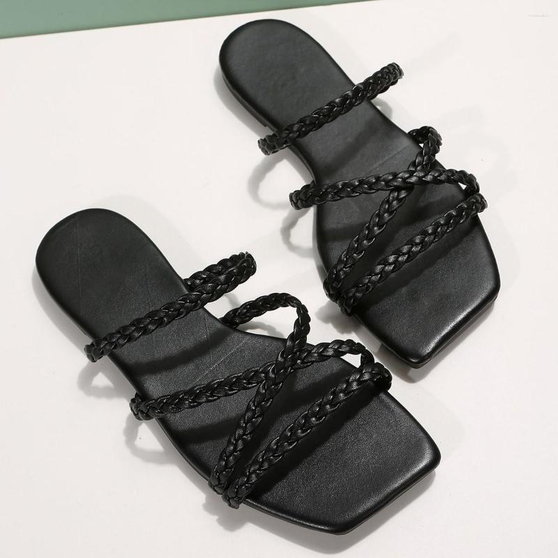 Slippers Women Solid Color Flat Sandals Non-slip Outdoor Beach 2023 Summer Simple Slides Fashion Square Head Woman Shoes, Black
Slippers Women Solid Color Flat Sandals Non-slip Outdoor Beach 2023 Summer Simple Slides Fashion Square Head Woman Shoes, Black