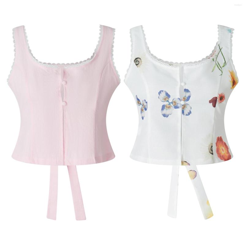 Women' Tanks Elegant Retro Summer Lace Trim Vest Tops Women' Sleeveless Square Neck Strappy Crop Tank Street Casual Back Bow, Pink
Women' Tanks Elegant Retro Summer Lace Trim Vest Tops Women' Sleeveless Square Neck Strappy Crop Tank Street Casual Back Bow, Pink