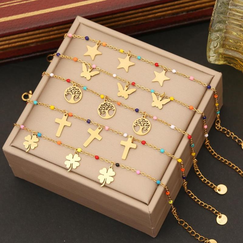 Charm Bracelets 316L Stainless Steel Colorful Beads Cross Butterfly Star Bracelet For Women Girl Trend Bangles Waterproof Jewelry Gift
Charm Bracelets 316L Stainless Steel Colorful Beads Cross Butterfly Star Bracelet For Women Girl Trend Bangles Waterproof Jewelry Gift