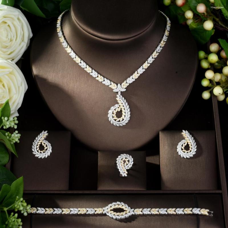 Necklace Earrings Set Fashion Luxury 2 Tones 4pcs Bridal Zirconia For Women Party Dubai Nigeria CZ Crystal Wedding Jewelry N-973, Picture shown
Necklace Earrings Set Fashion Luxury 2 Tones 4pcs Bridal Zirconia For Women Party Dubai Nigeria CZ Crystal Wedding Jewelry N-973, Picture shown