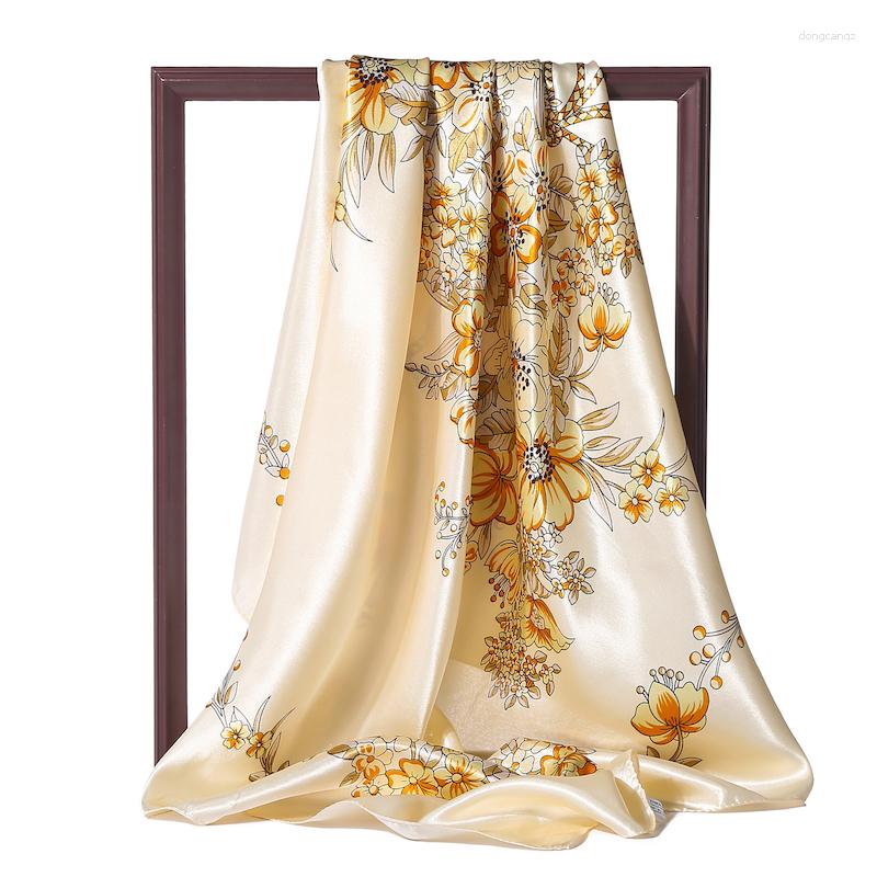 Scarves Sping Summer Women Silk Scarf 90 90cm Square Hijab Neck Hair Band Floral Print Shawls Lady Wraps Elegant Foulard
Scarves Sping Summer Women Silk Scarf 90 90cm Square Hijab Neck Hair Band Floral Print Shawls Lady Wraps Elegant Foulard
