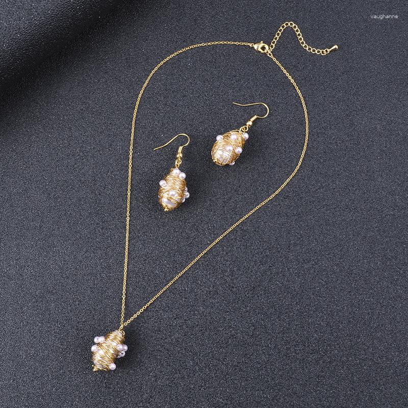 Necklace Earrings Set Fashion Jewelry Women's Gift High Quality Artificial Pearl Vintage Gold Wire Plated 18k Imitation Pendant Earring, Picture shown
Necklace Earrings Set Fashion Jewelry Women's Gift High Quality Artificial Pearl Vintage Gold Wire Plated 18k Imitation Pendant Earring, Picture shown