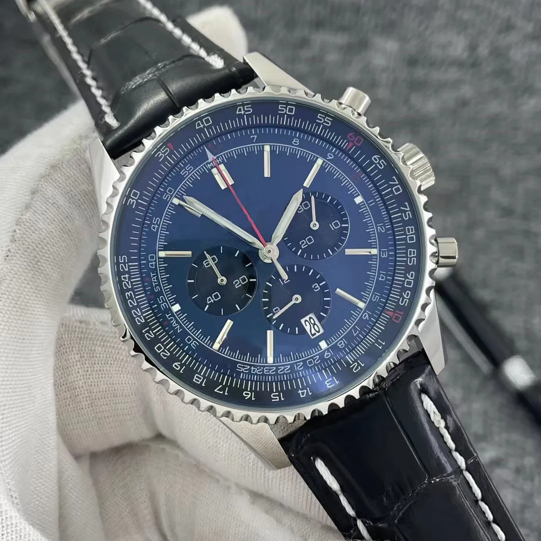 B01 46MM Quality Navitimer Watch Chronograph Quartz Movement Steel Black Black Dial 50TH ANNIVERSARY Men Watch Leather Strap Mens Wristwatches
B01 46MM Quality Navitimer Watch Chronograph Quartz Movement Steel Black Black Dial 50TH ANNIVERSARY Men Watch Leather Strap Mens Wristwatches