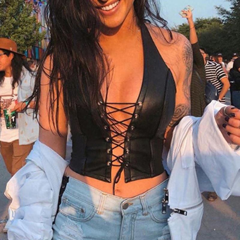 Women' Tanks Sexy Punk Y2K Black Leather Crop Top Womens Hollow Backless Camisole 2023 Summer Vest Fashion Club Party Wear Tank Tops
Women' Tanks Sexy Punk Y2K Black Leather Crop Top Womens Hollow Backless Camisole 2023 Summer Vest Fashion Club Party Wear Tank Tops
