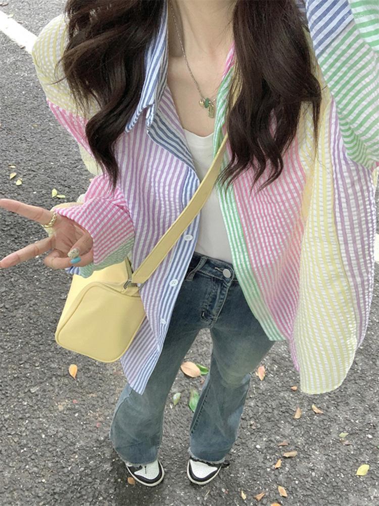 Women's Blouses Colorful Colorblock Patchwork Baggy Oversized Shirt For Women 2023 Long Sleeve Top Button Up Korean Streetwear, Picture color
Women's Blouses Colorful Colorblock Patchwork Baggy Oversized Shirt For Women 2023 Long Sleeve Top Button Up Korean Streetwear, Picture color