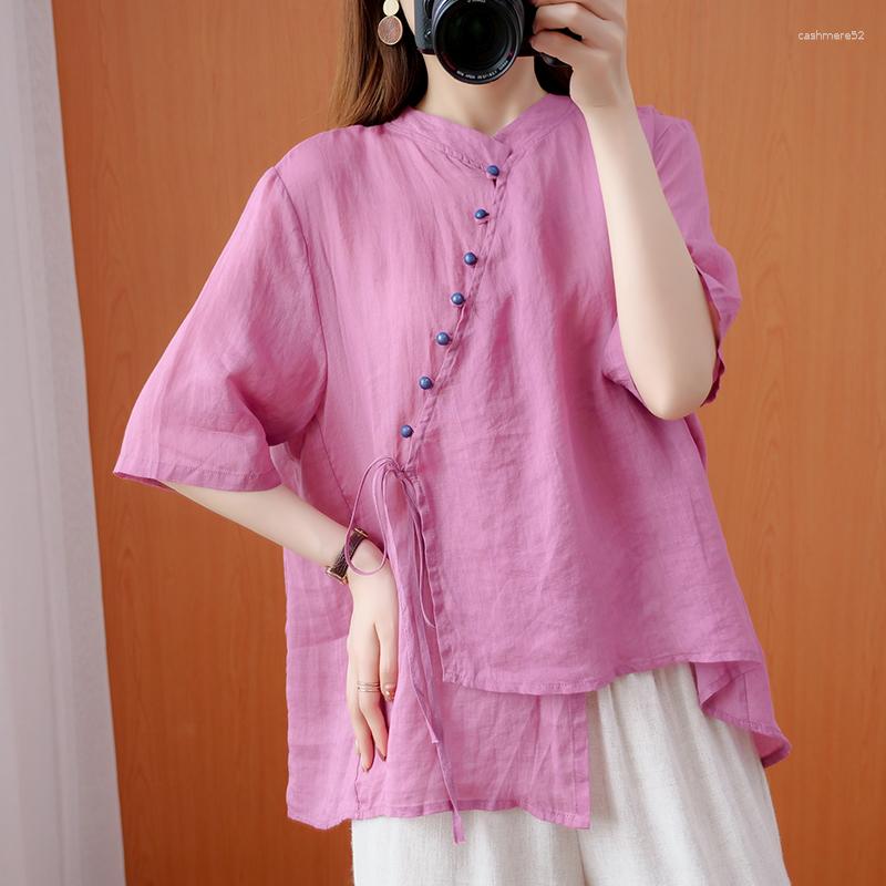 Women's Blouses 2023 Summer Vintage Standing Neck Short Sleeve Lace Up Irregular Top Cotton Hemp Shirt Women, Pink
Women's Blouses 2023 Summer Vintage Standing Neck Short Sleeve Lace Up Irregular Top Cotton Hemp Shirt Women, Pink
