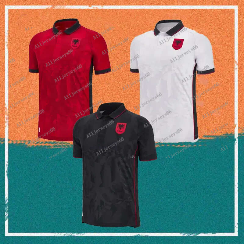 

2023 Albania Home Red Soccer Jersey 23/24 Away White Shirts Third Black Short Sleeve National Team Football Uniform, Red home