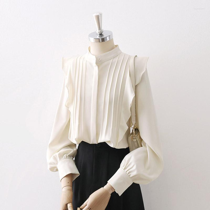 Women' Blouses Beige Chiffon Women Shirts Summer Design 2023 Ruffles Pleated Long-Sleeved Elegant Office Lady Outwear Tops
Women' Blouses Beige Chiffon Women Shirts Summer Design 2023 Ruffles Pleated Long-Sleeved Elegant Office Lady Outwear Tops
