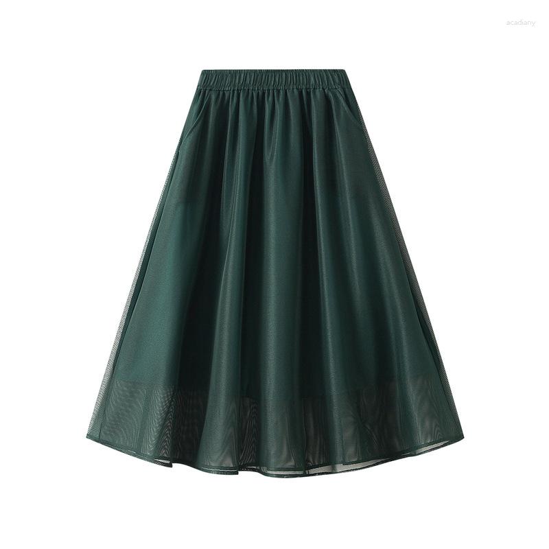 Skirts 2023 Summer Elastic High Waist Slim Elegant Mesh Skirt Simple Solid Loose Temperament Women A-line Long, Dark green
Skirts 2023 Summer Elastic High Waist Slim Elegant Mesh Skirt Simple Solid Loose Temperament Women A-line Long, Dark green