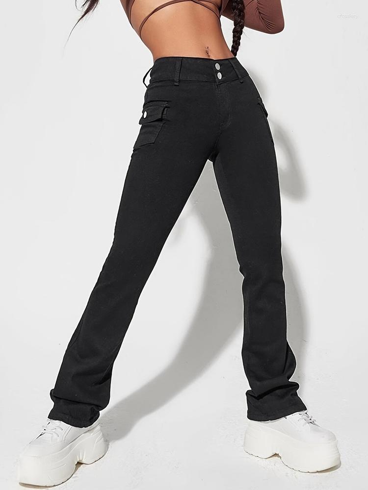 Women' Jeans WITHZZ Women' Pocket Denim Straight Pants Female Simple High Waist, Black
Women' Jeans WITHZZ Women' Pocket Denim Straight Pants Female Simple High Waist, Black