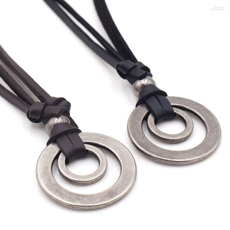 Chains 2pcs Christmas Gift Coffee Black Fashion Men Women Pendant Jewelry Adjustable Leather Cord Double Circle Necklace
Chains 2pcs Christmas Gift Coffee Black Fashion Men Women Pendant Jewelry Adjustable Leather Cord Double Circle Necklace