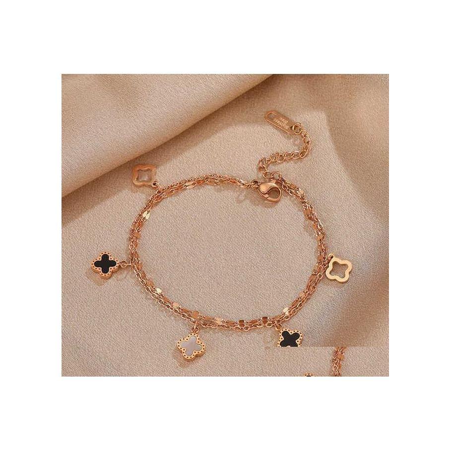 Charm Bracelets Four Leaf Clover Steel Rose Gold Bracelet Womens Dign Friends Student Temperament Korean Simple Hand Jewelry Drop De Dhfgu
Charm Bracelets Four Leaf Clover Steel Rose Gold Bracelet Womens Dign Friends Student Temperament Korean Simple Hand Jewelry Drop De Dhfgu