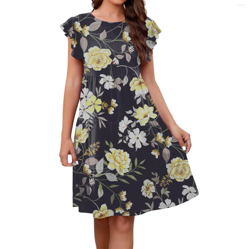Casual Dresses Ladies Summer Fashionable Comfortable Flower Print Wrap Womens Long T Shirt Knee Length, Black
Casual Dresses Ladies Summer Fashionable Comfortable Flower Print Wrap Womens Long T Shirt Knee Length, Black