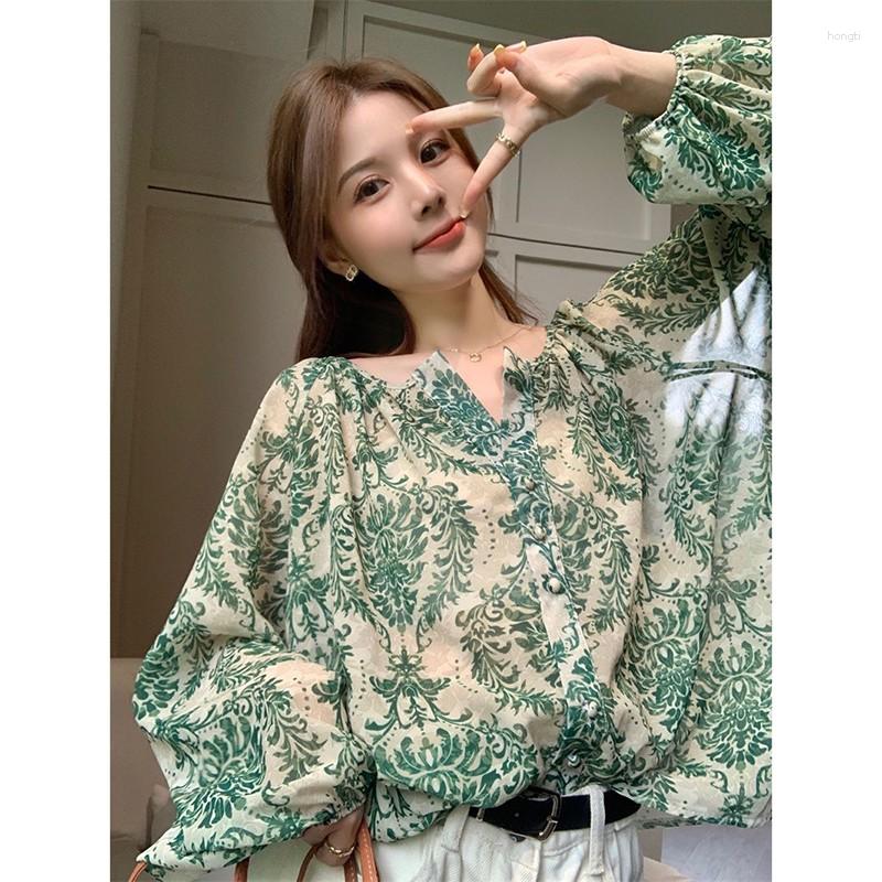 Women's Blouses 2023 Arrival Summer Bohemian Women Loose Fit O-neck Long Sleeve Blouse Chiffon Print Single Breasted Casual Shirts P514, Green
Women's Blouses 2023 Arrival Summer Bohemian Women Loose Fit O-neck Long Sleeve Blouse Chiffon Print Single Breasted Casual Shirts P514, Green
