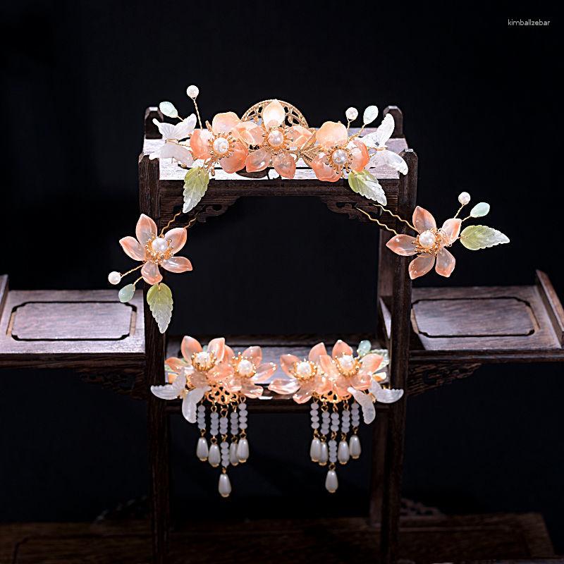 Hair Clips Women's Orange Flower Crown Hairpin With Tassel Set Chinese Hanfu Headdress
Hair Clips Women's Orange Flower Crown Hairpin With Tassel Set Chinese Hanfu Headdress