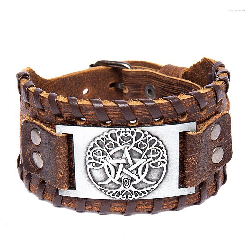 Charm Bracelets Wide Leather Bracelet Viking Five-pointed Star Tree Of Life Men's Punk Genuine Accessorie Party JewelryCharm Raym22
Charm Bracelets Wide Leather Bracelet Viking Five-pointed Star Tree Of Life Men's Punk Genuine Accessorie Party JewelryCharm Raym22