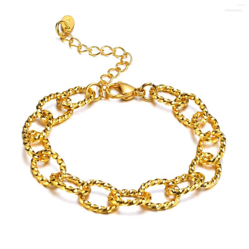Link Bracelets Women Glamour 10mm Twisted Oval Chain Gold Color Stainless Steel Links With Stamp Adjustable Wristband Jewelry
Link Bracelets Women Glamour 10mm Twisted Oval Chain Gold Color Stainless Steel Links With Stamp Adjustable Wristband Jewelry