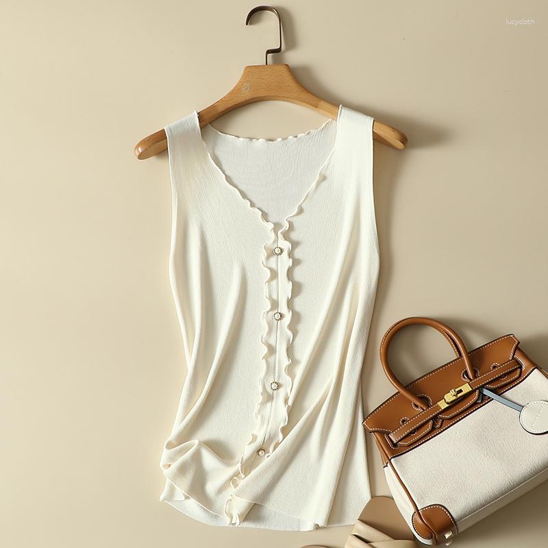 Women' Tanks Solid Button Ruffles Women Tank Tops Summer 2023 V-Neck Slim Office Lady Elegant Beaded Pulls Tees, Black
Women' Tanks Solid Button Ruffles Women Tank Tops Summer 2023 V-Neck Slim Office Lady Elegant Beaded Pulls Tees, Black