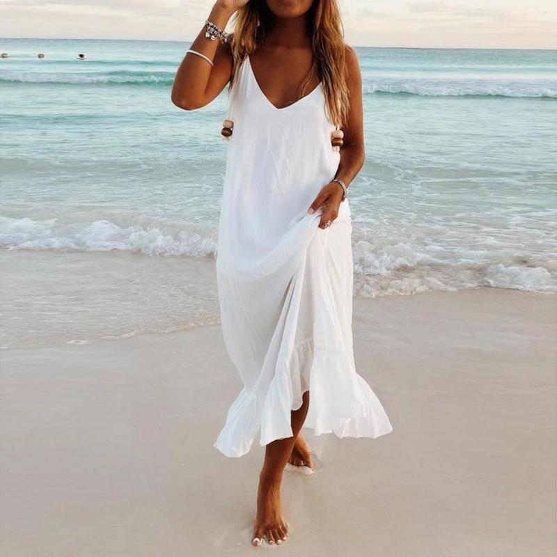Party Dresses Bohemian Maxi White Dress Women Sexy Sleeveless V-neck Long Beach Spaghetti Strap A Line Loose Ruffles Sundress Vestidos
Party Dresses Bohemian Maxi White Dress Women Sexy Sleeveless V-neck Long Beach Spaghetti Strap A Line Loose Ruffles Sundress Vestidos