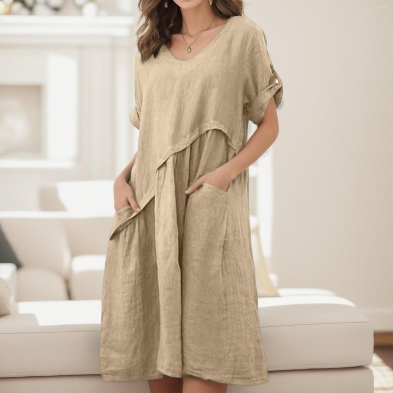 Casual Dresses Solid Color Simple Cotton Linen Dress Women Spring Summer O Neck Loose Irregular Boho Short Sleeve Long Vestidos Mujer, Green
Casual Dresses Solid Color Simple Cotton Linen Dress Women Spring Summer O Neck Loose Irregular Boho Short Sleeve Long Vestidos Mujer, Green