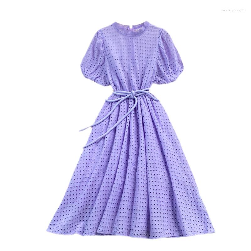 Party Dresses Summer Women Stand Collar Puff Sleeve Bandage Slim Dress High Quality Embroidery Hollow Out Vintage Cotton, Purple
Party Dresses Summer Women Stand Collar Puff Sleeve Bandage Slim Dress High Quality Embroidery Hollow Out Vintage Cotton, Purple