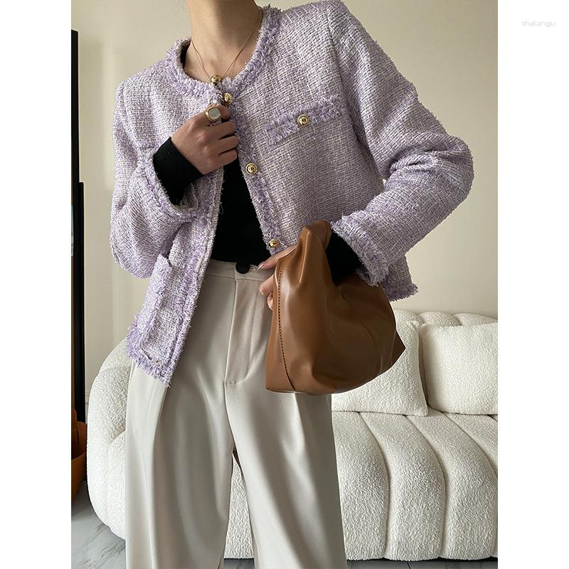 Women' Jackets 20% WOOL Quality Fashion French Korea Version Tweed Light Purple Tassel Short Jacket Spring Autumn Women Coat Tops
Women' Jackets 20% WOOL Quality Fashion French Korea Version Tweed Light Purple Tassel Short Jacket Spring Autumn Women Coat Tops