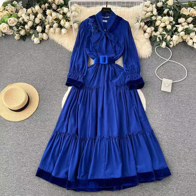 Casual Dresses High Quality Fashion Runway Dress Women Embroidered Beaded V-Neck Waist Slim With Belt Silk Scarf Princess Long, Black
Casual Dresses High Quality Fashion Runway Dress Women Embroidered Beaded V-Neck Waist Slim With Belt Silk Scarf Princess Long, Black