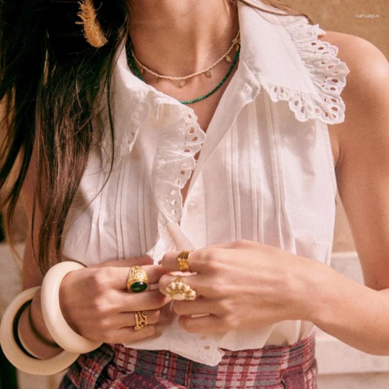 Women's Blouses Spring And Summer Women Clothing Hollow Embroidery Lace Lapel Sleeveless Cotton Shirt, White
Women's Blouses Spring And Summer Women Clothing Hollow Embroidery Lace Lapel Sleeveless Cotton Shirt, White