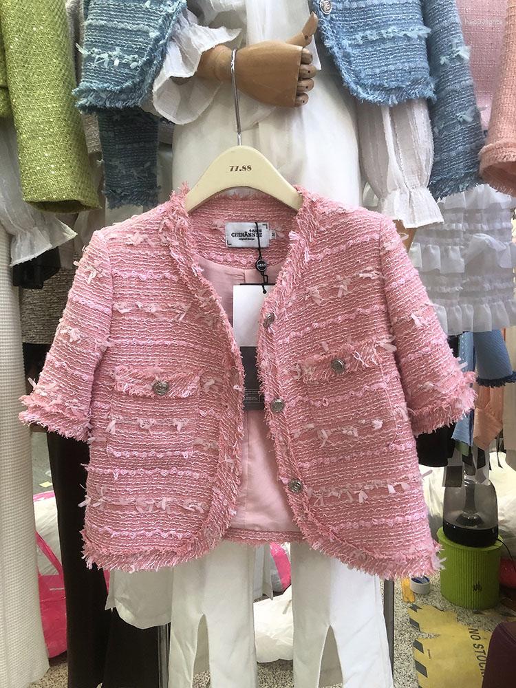 Women' Jackets Short Summer Contrast Tassel Coat Women' White Pink Blue Slim Fit Single Breasted Sweet Round Neck Jacket
Women' Jackets Short Summer Contrast Tassel Coat Women' White Pink Blue Slim Fit Single Breasted Sweet Round Neck Jacket