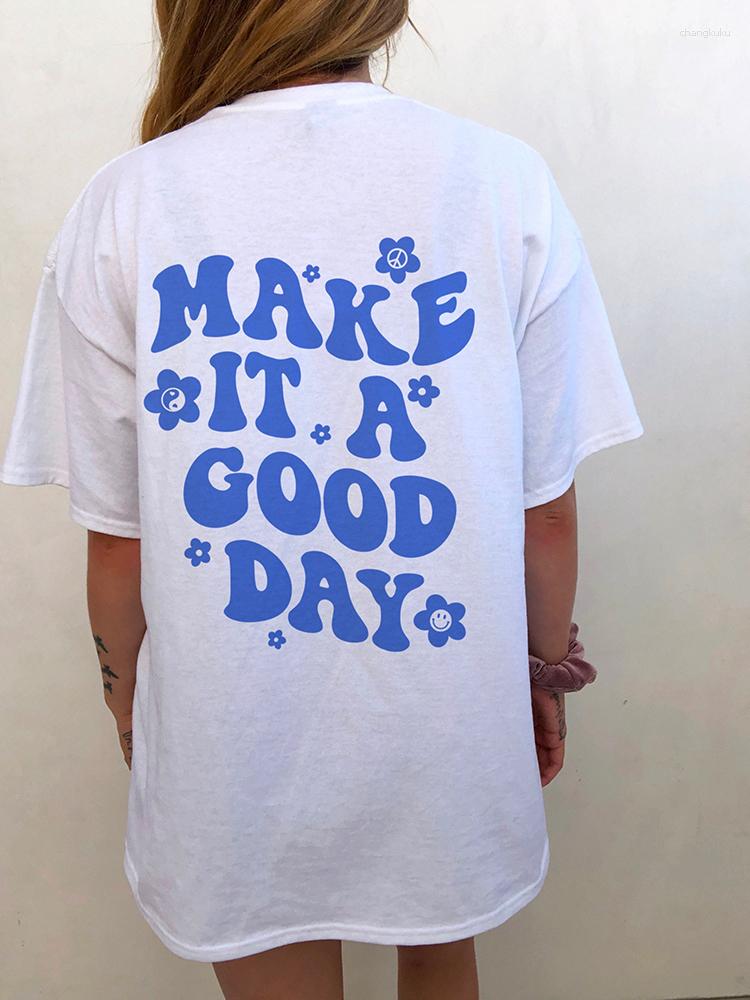 Women' T Shirts Make It A Good Day Printed Women Cotton T-Shirts Oversize Casual O-Neck Tops Personality Street Short Sleeve Female Tee, Gray
Women' T Shirts Make It A Good Day Printed Women Cotton T-Shirts Oversize Casual O-Neck Tops Personality Street Short Sleeve Female Tee, Gray