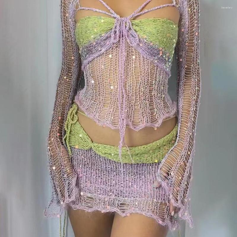Women' Swimwear Sequin Dress 2 Pieces Set Crochet Knitted Two Piece Skirt Sets 2023 Sexy Summer Women Bathing Suit Cover-ups, Lavender
Women' Swimwear Sequin Dress 2 Pieces Set Crochet Knitted Two Piece Skirt Sets 2023 Sexy Summer Women Bathing Suit Cover-ups, Lavender