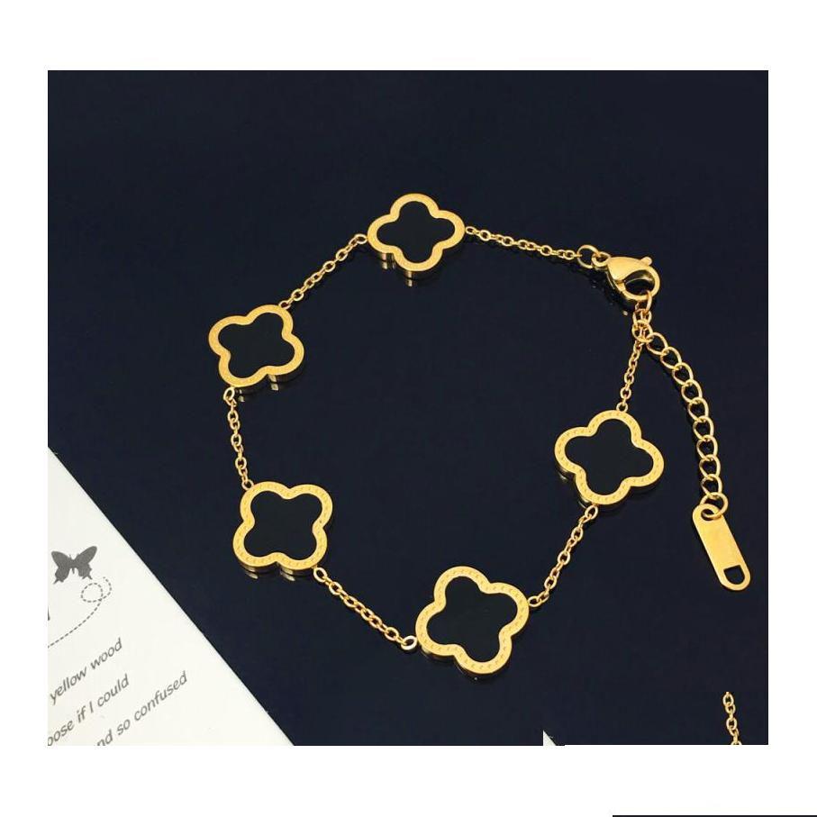 Charm Bracelets Fashion Design Colorf Clover Bracelet 18K Gold Stainless Steel Jewelry For Women Gift Drop Delivery Otoag Dh5M9
Charm Bracelets Fashion Design Colorf Clover Bracelet 18K Gold Stainless Steel Jewelry For Women Gift Drop Delivery Otoag Dh5M9