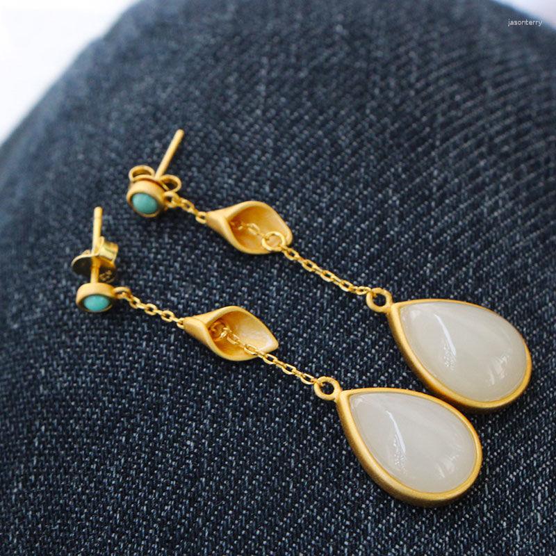 Dangle Earrings Silver Inlaid Natural Hetian White Chalcedony Drop-shaped Long Chinese Retro Niche Design Charm Women's Brand Jewelry
Dangle Earrings Silver Inlaid Natural Hetian White Chalcedony Drop-shaped Long Chinese Retro Niche Design Charm Women's Brand Jewelry