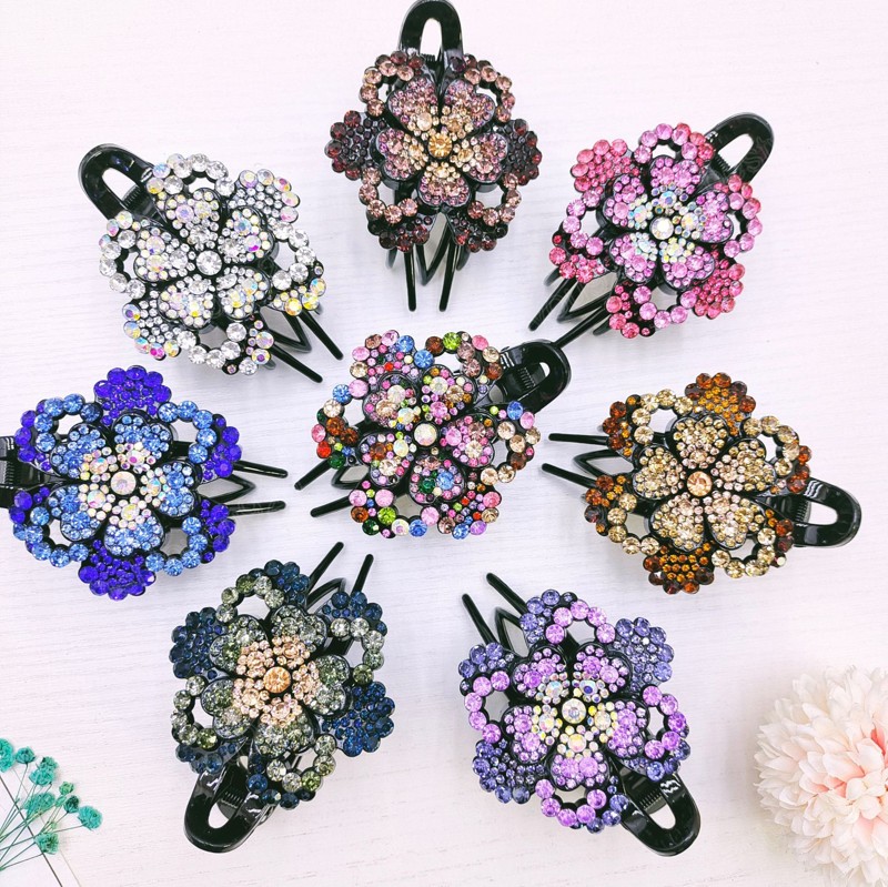 Shiny Crystal Rhinestone Hair Clip Colorful Flower Hairpin For Women Fashion Duckbill Clip Ponytail Holder Hair Accessories
Shiny Crystal Rhinestone Hair Clip Colorful Flower Hairpin For Women Fashion Duckbill Clip Ponytail Holder Hair Accessories