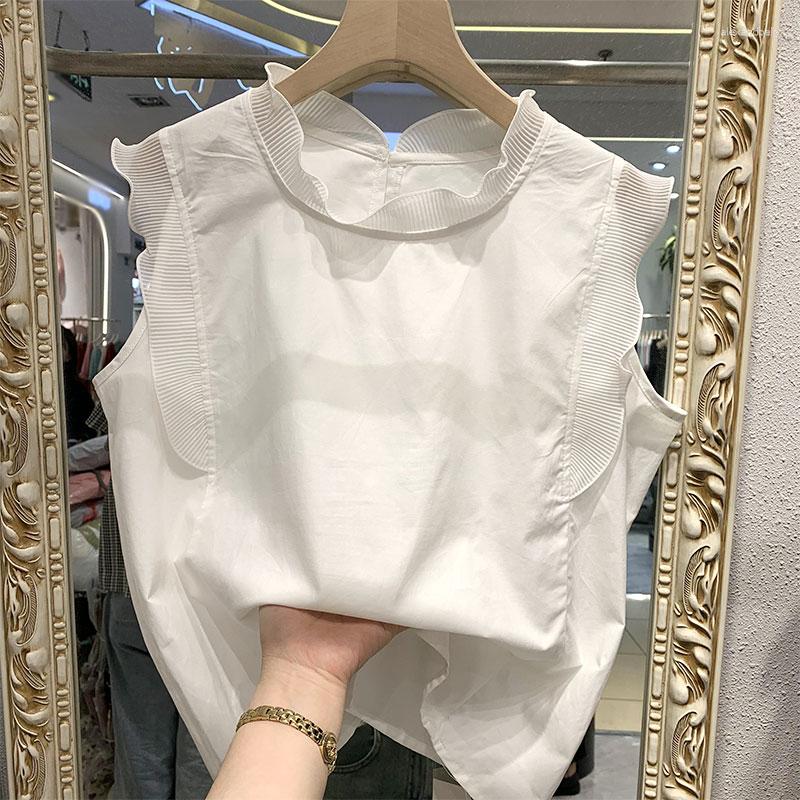 Women's Blouses Iyundo French Chic Sweet White Shirt Women Ruffle Stand Collar Tank Top 2023 Summer Short Blouse Loose Sleeveless, Black
Women's Blouses Iyundo French Chic Sweet White Shirt Women Ruffle Stand Collar Tank Top 2023 Summer Short Blouse Loose Sleeveless, Black