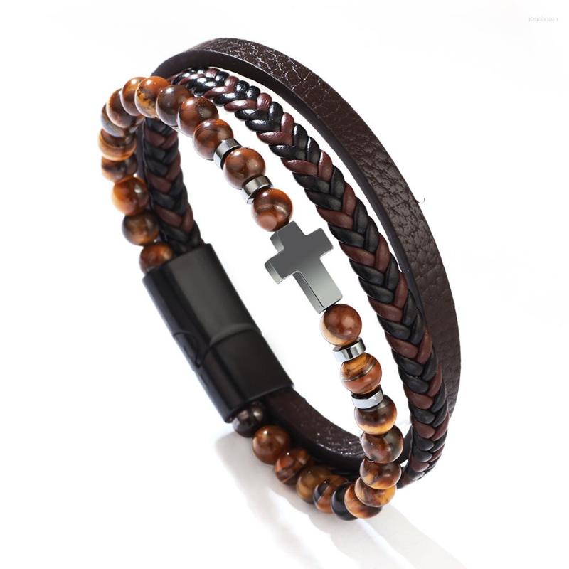 Charm Bracelets Cross Multi Layered Black Gallstone Tiger Eye Stone Frosted Personalized Fashion Woven PU Leather Bracele
Charm Bracelets Cross Multi Layered Black Gallstone Tiger Eye Stone Frosted Personalized Fashion Woven PU Leather Bracele