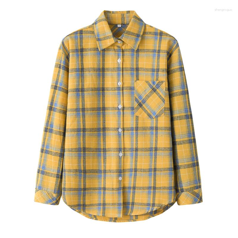 

Women's Blouses 2023 Women Plaid Shirts Loose Design Womens And Tops College Style Female Casual Long Sleeve Shirt Checked Clothes, Gl8811