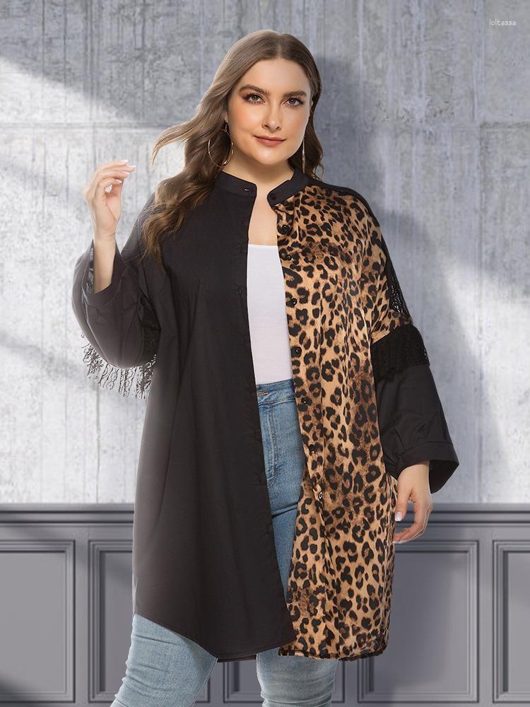 Plus Size Dresses Fall Women's Stand Collar Lace Leopard Print Patchwork Loose Long Sleeve Shirt DressPlus, Black
Plus Size Dresses Fall Women's Stand Collar Lace Leopard Print Patchwork Loose Long Sleeve Shirt DressPlus, Black