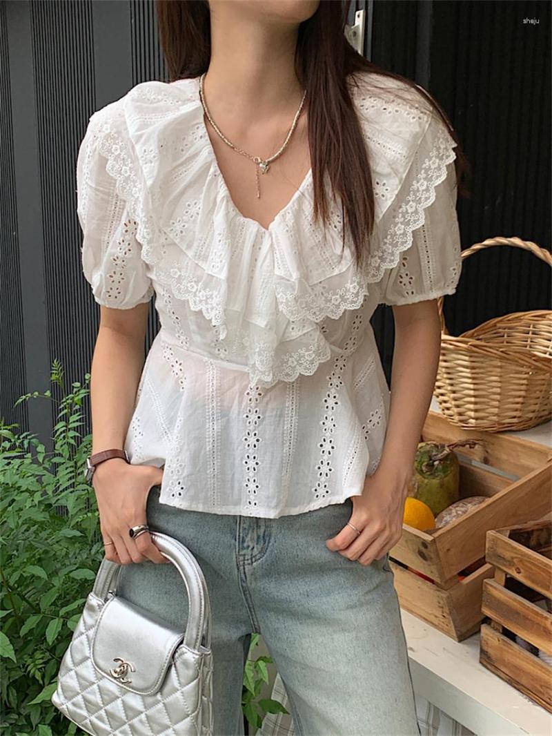 Women' Blouses Alien Kitty -L Women Ruffles Shirts Summer Embroidery Florals 2023 Chic V-Neck Slim Daily Sweet Elegant Short Sleeve Blusas, White
Women' Blouses Alien Kitty -L Women Ruffles Shirts Summer Embroidery Florals 2023 Chic V-Neck Slim Daily Sweet Elegant Short Sleeve Blusas, White