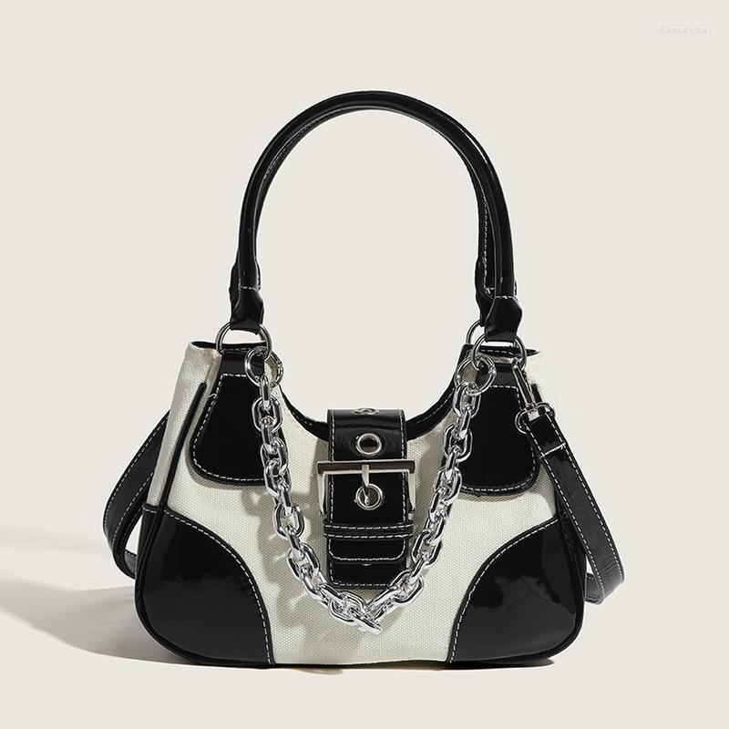 Evening Bags Luxury Designer Women's Handbag Canvas Crossbody For Women Chain Underarm Shoulder Bag Contrast Leather Female Clutches, White
Evening Bags Luxury Designer Women's Handbag Canvas Crossbody For Women Chain Underarm Shoulder Bag Contrast Leather Female Clutches, White